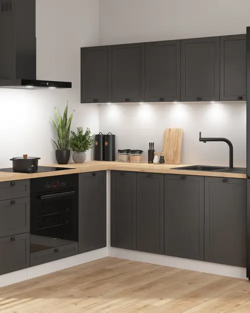 Conjunto de cocina rinconera Junona Line 200x200 grafito sin encimera