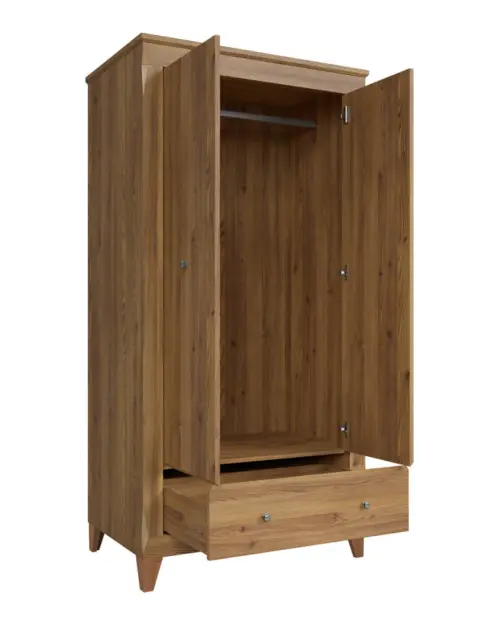 Armario de dos puertas Bergen 102 cm con cajón alerce sibiu dorado