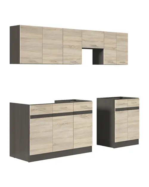 Conjunto de cocina Junona Line 230 cm roble sonoma con encimera