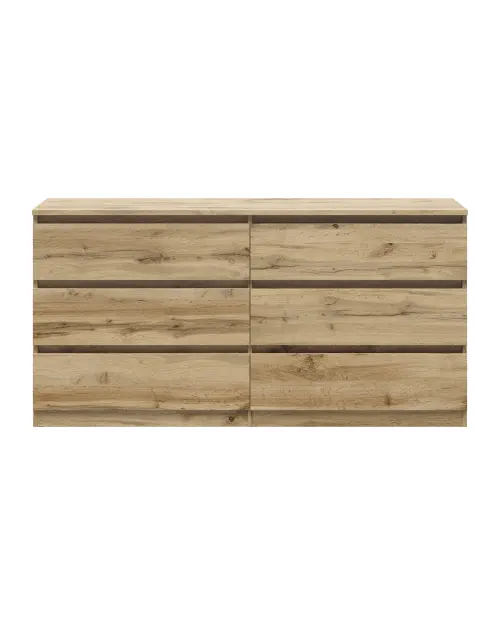 Cómoda Tetrix 150 cm con 6 cajones roble wotan