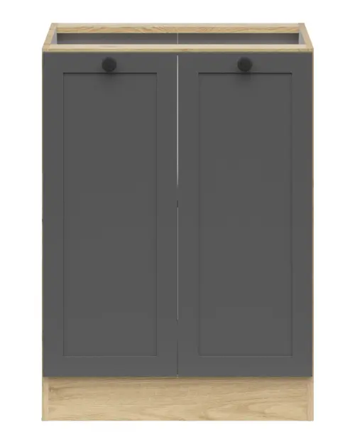 Szafka dolna kuchenna Junona Line 60 cm z 2 drzwiami dąb bernstein/grafit