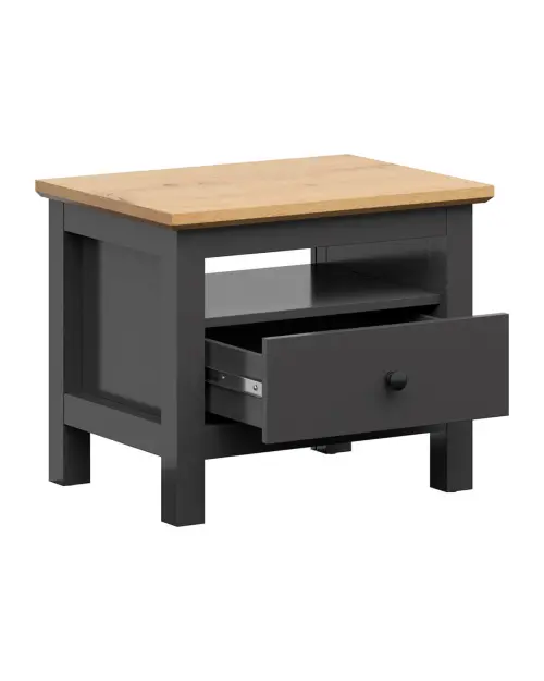 Mesita de noche Hesen 60 cm con cajón grafito/roble artisan