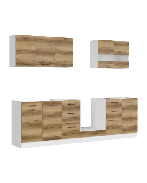 Conjunto de cocina Junona Line 260 cm roble delano claro