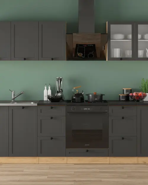 Conjunto de cocina Junona Line 260 cm grafito con encimera