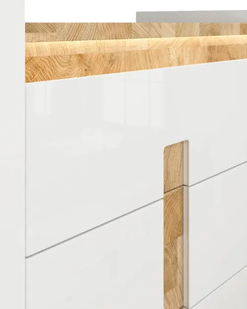 Cómoda Alameda 97 cm con 3 cajones roble westminster/blanco brillo