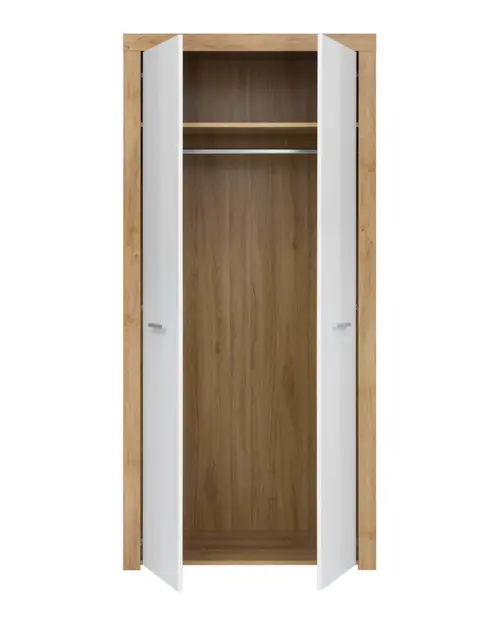 Armario de dos puertas Balder 90 cm roble riviera/blanco brillo