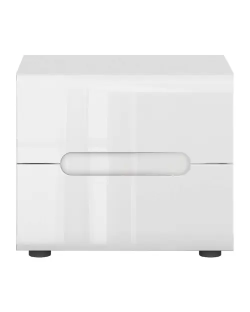 Mesita de noche Azteca Trio 50 cm con 2 cajones blanco brillo