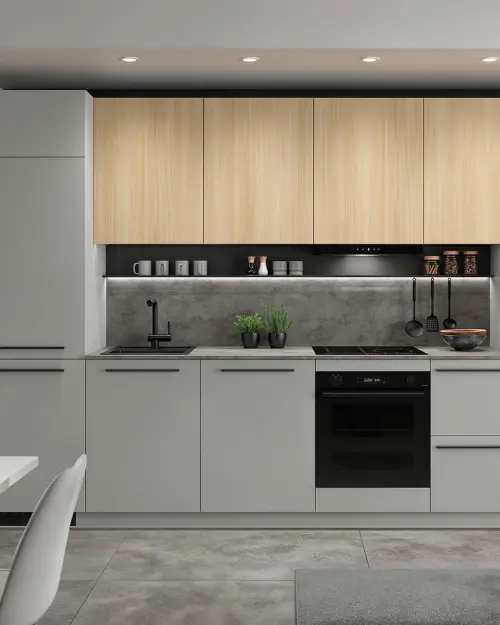 Conjunto de cocina Milino Medium B 332 cm gris/roble con encimera