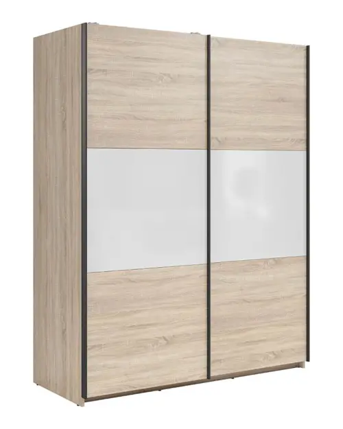 Armario de puertas correderas Tetrix 153 cm roble sonoma/blanco brillo