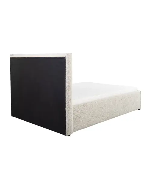 Cama tapizada Tripo 140x200 con somier y arcón beige