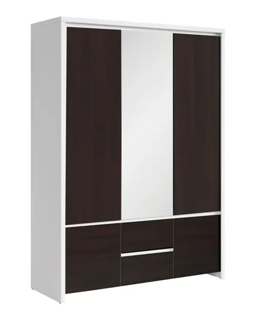 Armario de cinco puertas Kaspian 153 cm con espejo y cajones blanco/wenge