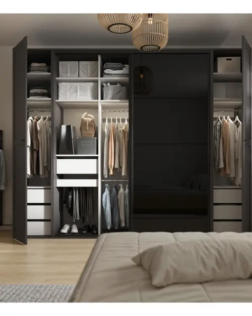 Armario modular Flex 220 cm corredero grafito/negro brillo