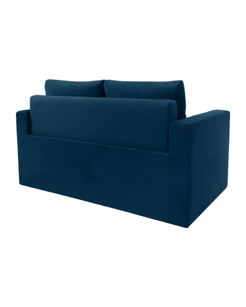 Dwuosobowa sofa rozkładana Bunio III z pojemnikiem, niebieska