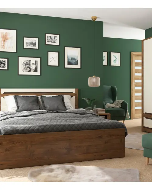 Bed Ruso 140x200 with storage and frame april oak