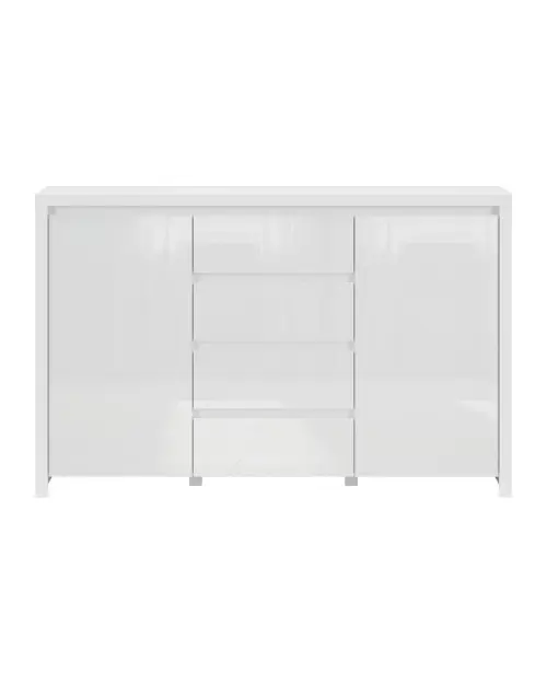 Cómoda Larios 143 cm con 2 puertas y 4 cajones blanco brillo