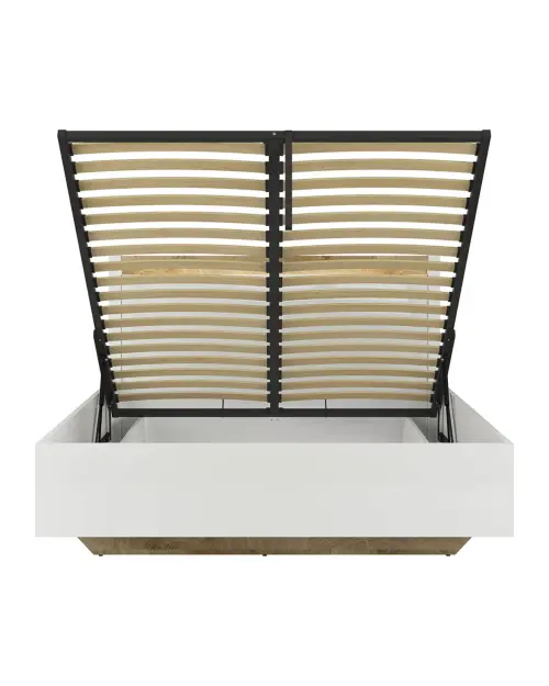 Cama Alameda 160x200 con contenedor y somier blanco brillo