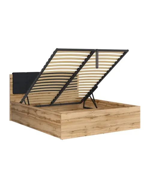 Cama Tetrix 160x200 con somier y contenedor roble wotan