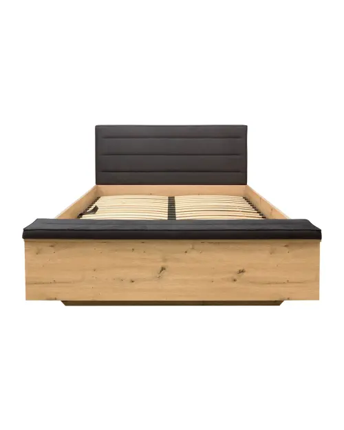 Cama Ostia 140x200 con somier y contenedor roble artisan