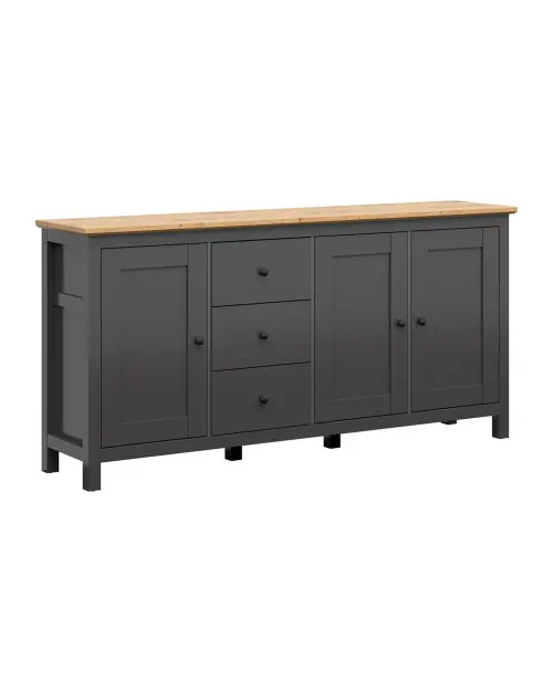 Cómoda Hesen 199 cm con 3 puertas y 3 cajones grafito/roble artisan