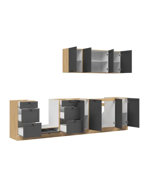 Conjunto de cocina Junona Line 300 cm grafito