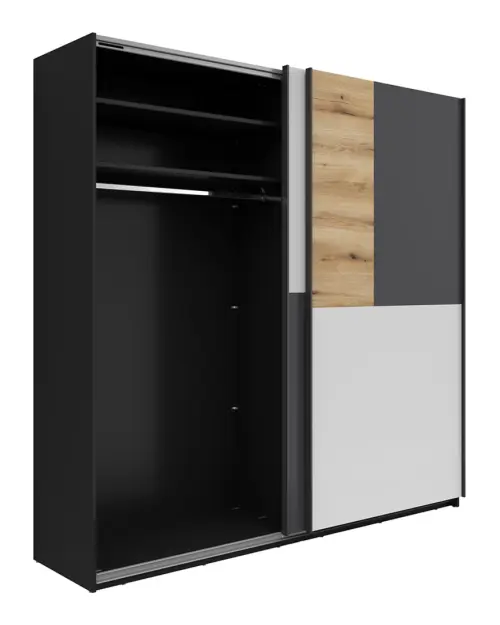 Шкаф-купе MIX 215 см черный/светло-серый/антрацит/дуб эвок