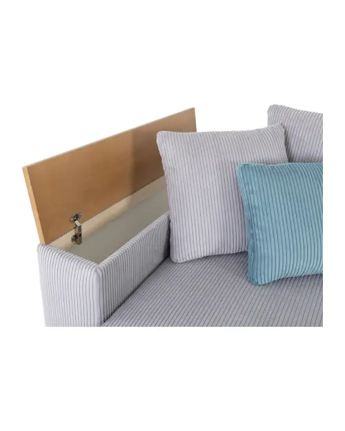 Sofá de tres plazas Peter cama con arcón de pana gris