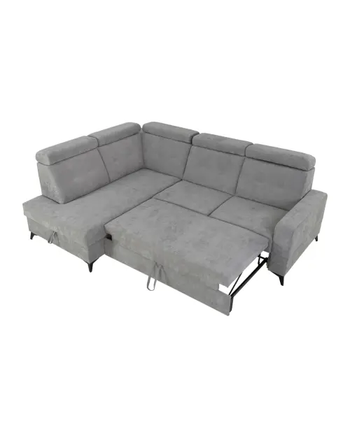 Угловой диван левосторонний Amado раскладной с ящиком серый