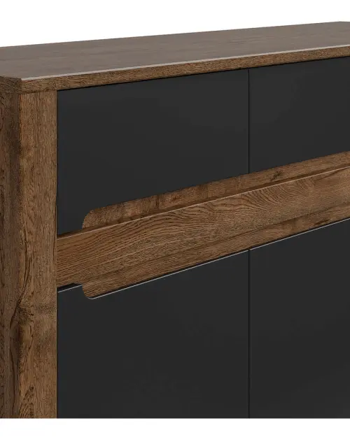 Cómoda Ruso 149 cm con 3 puertas y 3 cajones roble april/negro mate