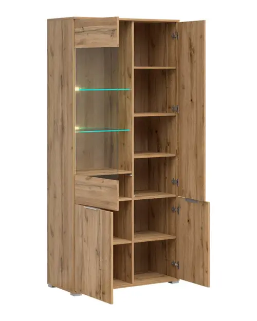 Vitrina Zele 90 cm con 4 puertas roble wotan