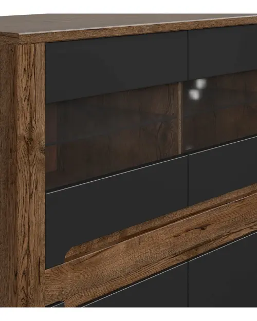 Vitrina Ruso 149 cm con 6 puertas roble april/negro mate