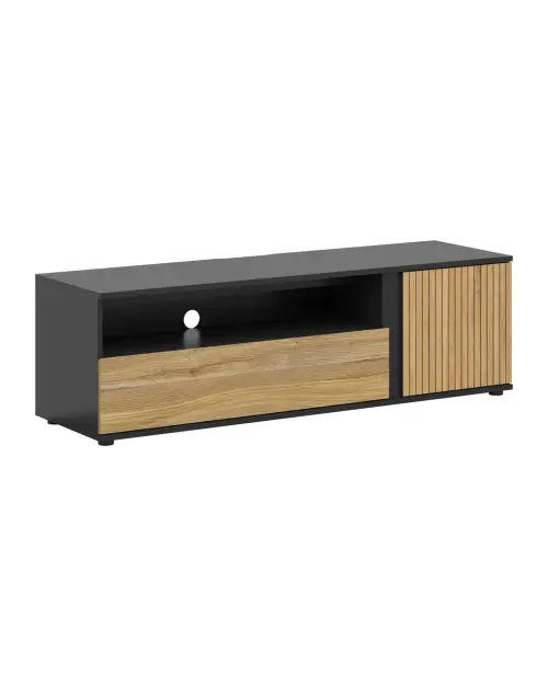 Mueble RTV Luen 155 cm con puertas y cajón roble tegola/roble mauvella