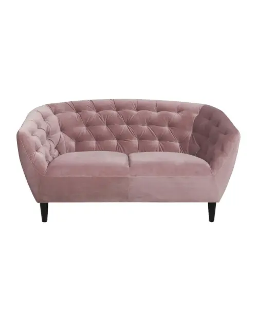 Sofá de terciopelo Ria Vic de 2 plazas rosa patas de madera