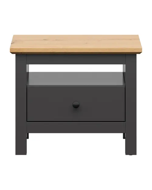 Mesita de noche Hesen 60 cm con cajón grafito/roble artisan