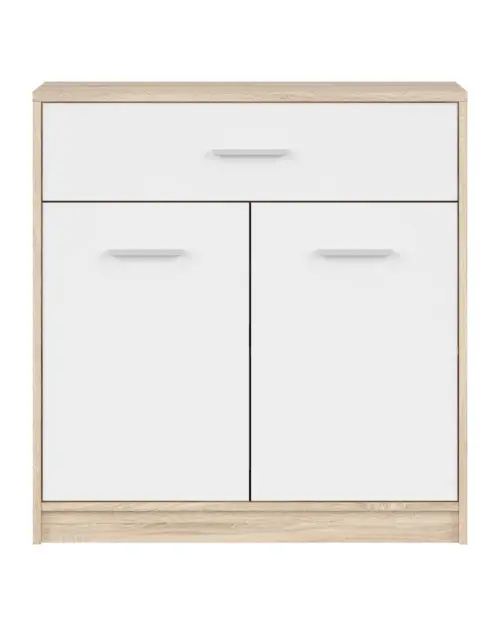 Cómoda Nepo Plus 80 cm con 2 puertas y un cajón roble sonoma/blanco