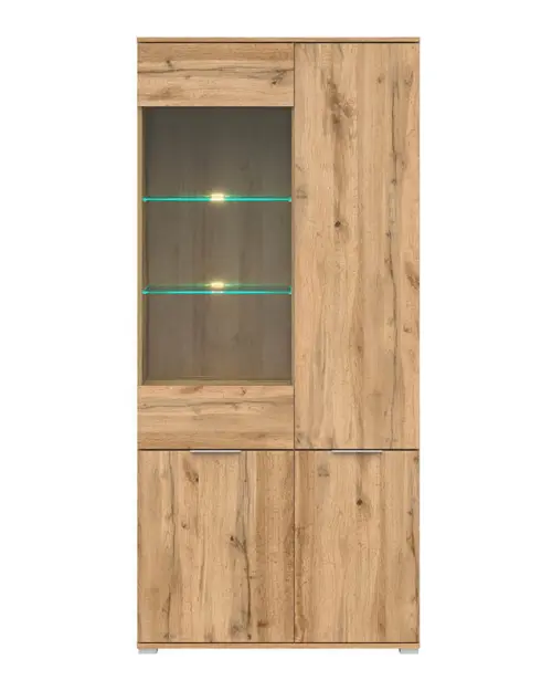 Vitrina Zele 90 cm con 4 puertas roble wotan