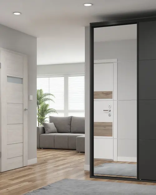 Sliding wardrobe Flex 150 cm with mirror graphite