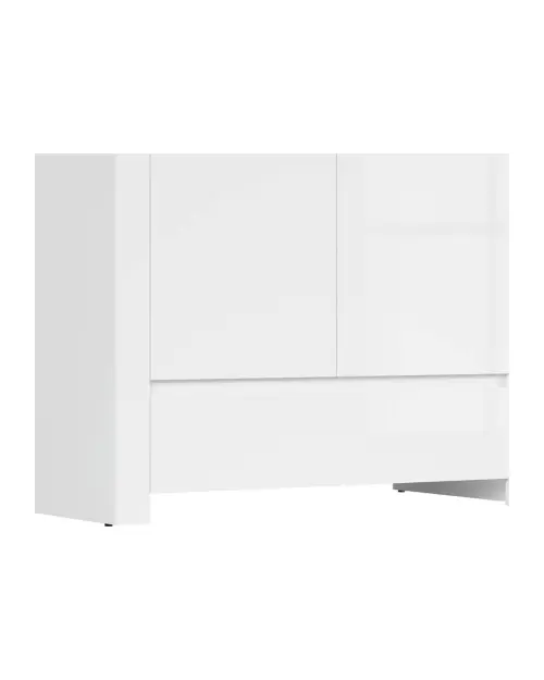 Armario de dos puertas Holten 106 cm con cajón blanco brillo/roble wotan