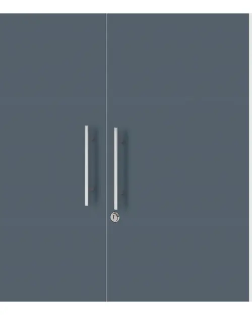 Шкаф двухдверный Office Lux 79 см светло-серый/графит стекло