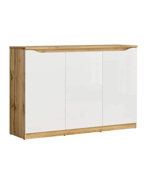 Aparador Nuis 135 cm de tres puertas roble wotan/blanco brillo