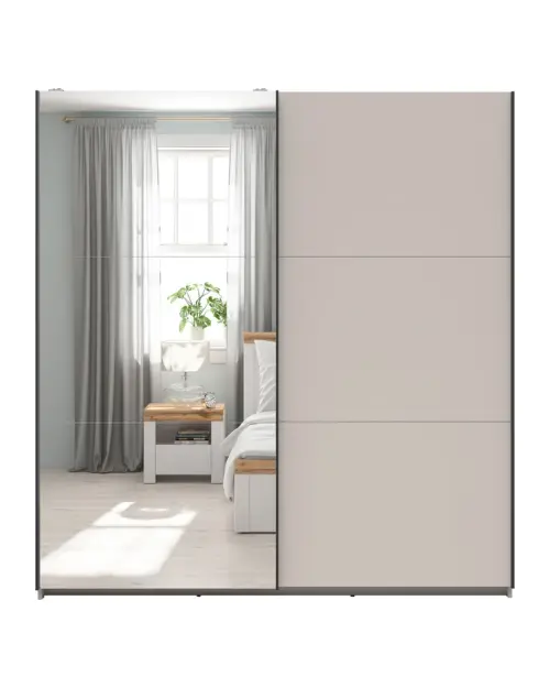 Armario de puertas correderas Tetrix 183 cm con espejo cachemira