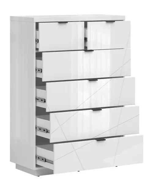 Cómoda Forn 90 cm con 6 cajones blanco brillo