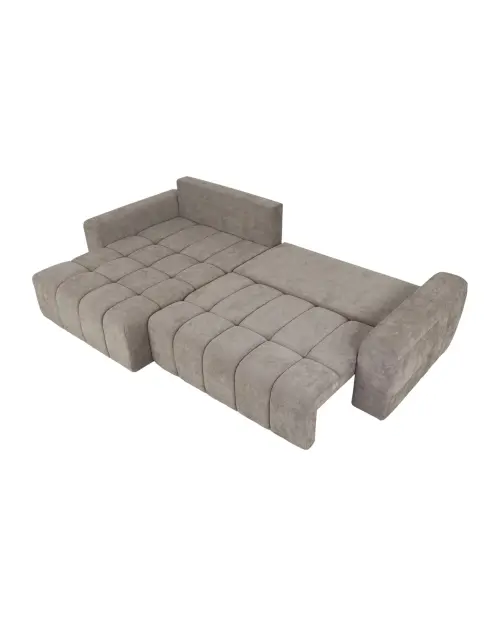 Угловой диван левосторонний Chill_Me раскладной с ящиком шенилловый коричневый