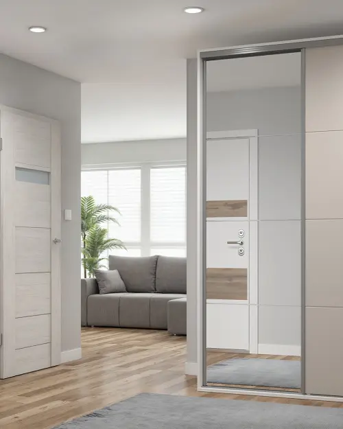 Sliding wardrobe Flex 150 cm with mirror white/cashmere