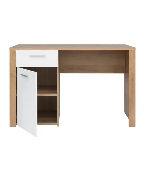 Escritorio Balder 120 cm con puertas y cajón roble riviera/blanco
