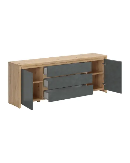 Mueble RTV Larios 190 cm con 2 puertas y 3 cajones roble artisan/matera