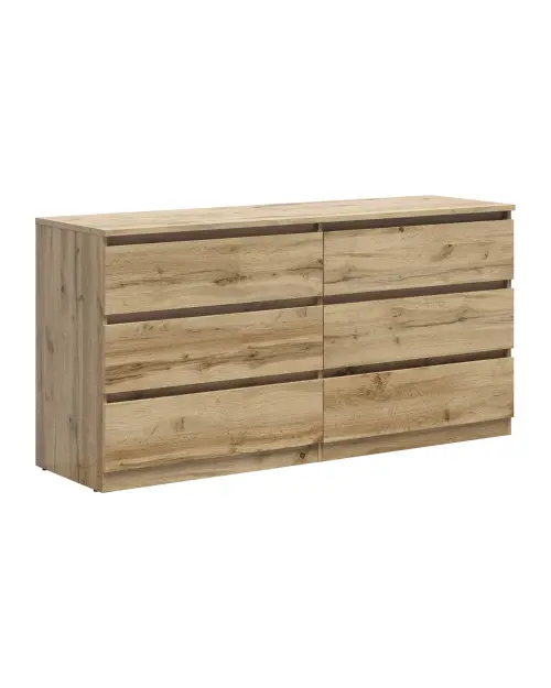 Cómoda Tetrix 150 cm con 6 cajones roble wotan
