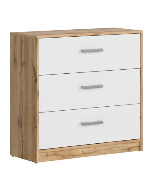 Cómoda Matos 80 cm con 3 cajones roble wotan/blanco
