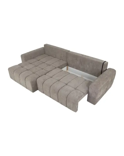 Угловой диван левосторонний Chill_Me раскладной с ящиком шенилловый коричневый