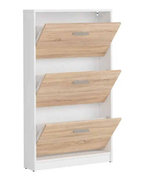 Zapatero Nepo Plus 70 cm con 3 puertas blanco/roble sonoma