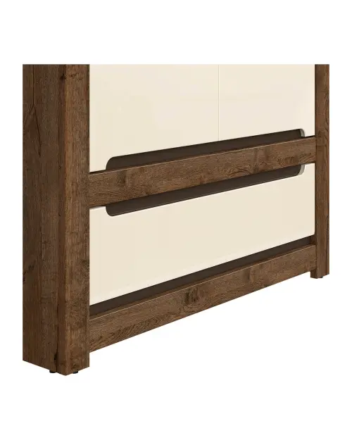 Шкаф двухдверный Ruso 104 см с ящиком дуб април/жемчужный глянец